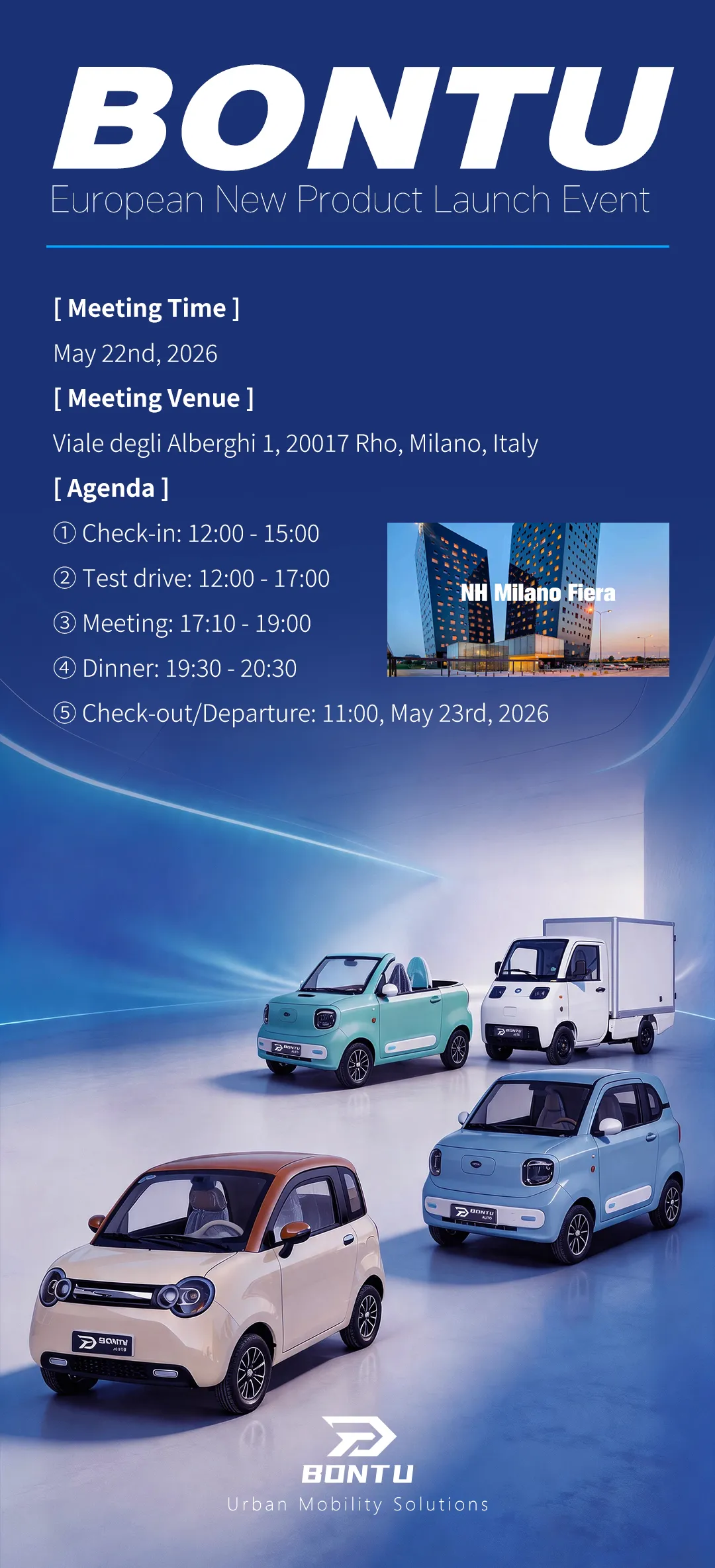 งานเปิดตัว BONT∪ Europe จะจัดขึ้นที่เมืองมิลาน ประเทศอิตาลี ในวันที่ 22 พฤษภาคม